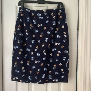 Ann Taylor Factory navy floral pencil skirt